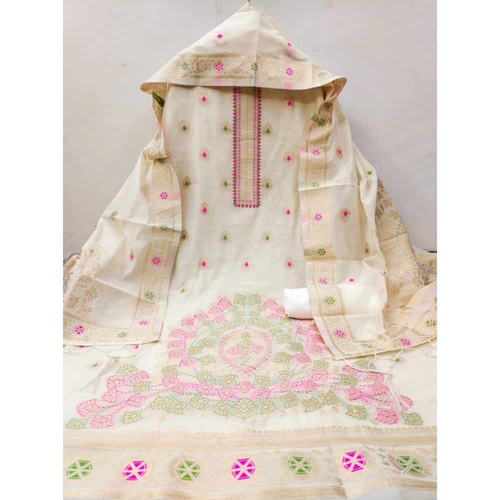 Wonderful Women's Banarasi Silk Printed Unstitched Salwar Suit Dress Material With Dupatta