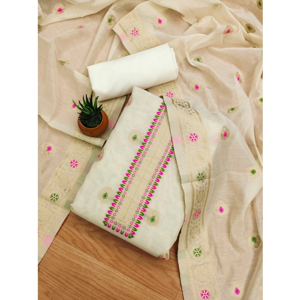 Wonderful Women's Banarasi Silk Printed Unstitched Salwar Suit Dress Material With Dupatta