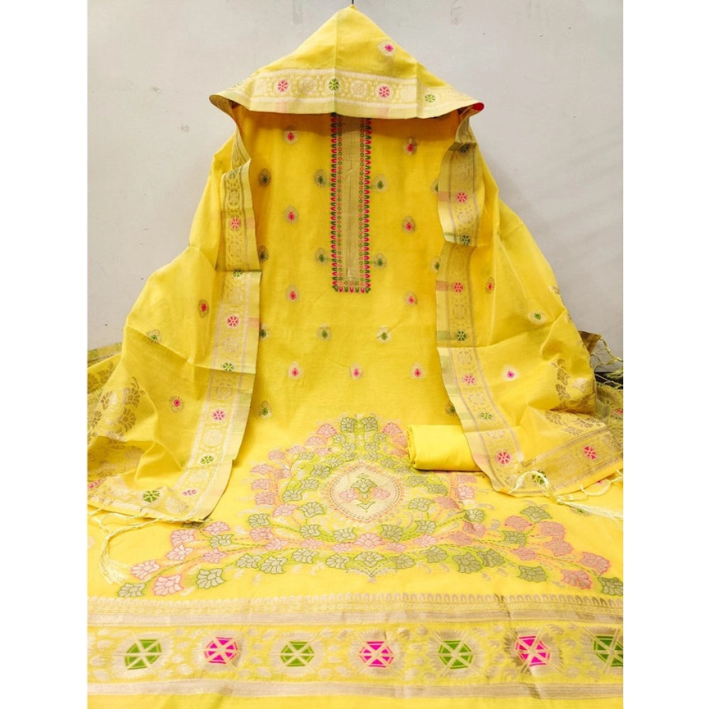 Wonderful Women's Banarasi Silk Printed Unstitched Salwar Suit Dress Material With Dupatta