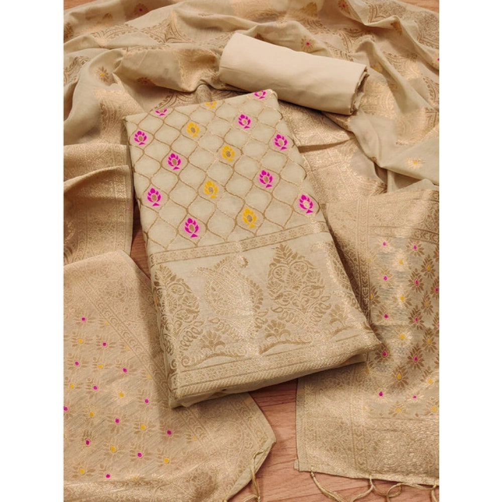 Trendy Women's Banarasi Silk Printed Unstitched Salwar Suit Dress Material With Dupatta