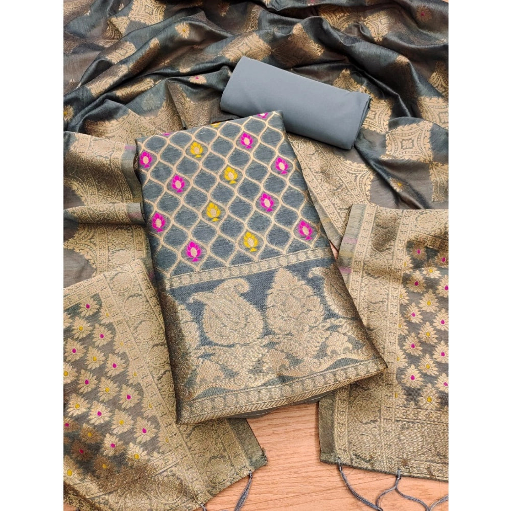 Trendy Women's Banarasi Silk Printed Unstitched Salwar Suit Dress Material With Dupatta