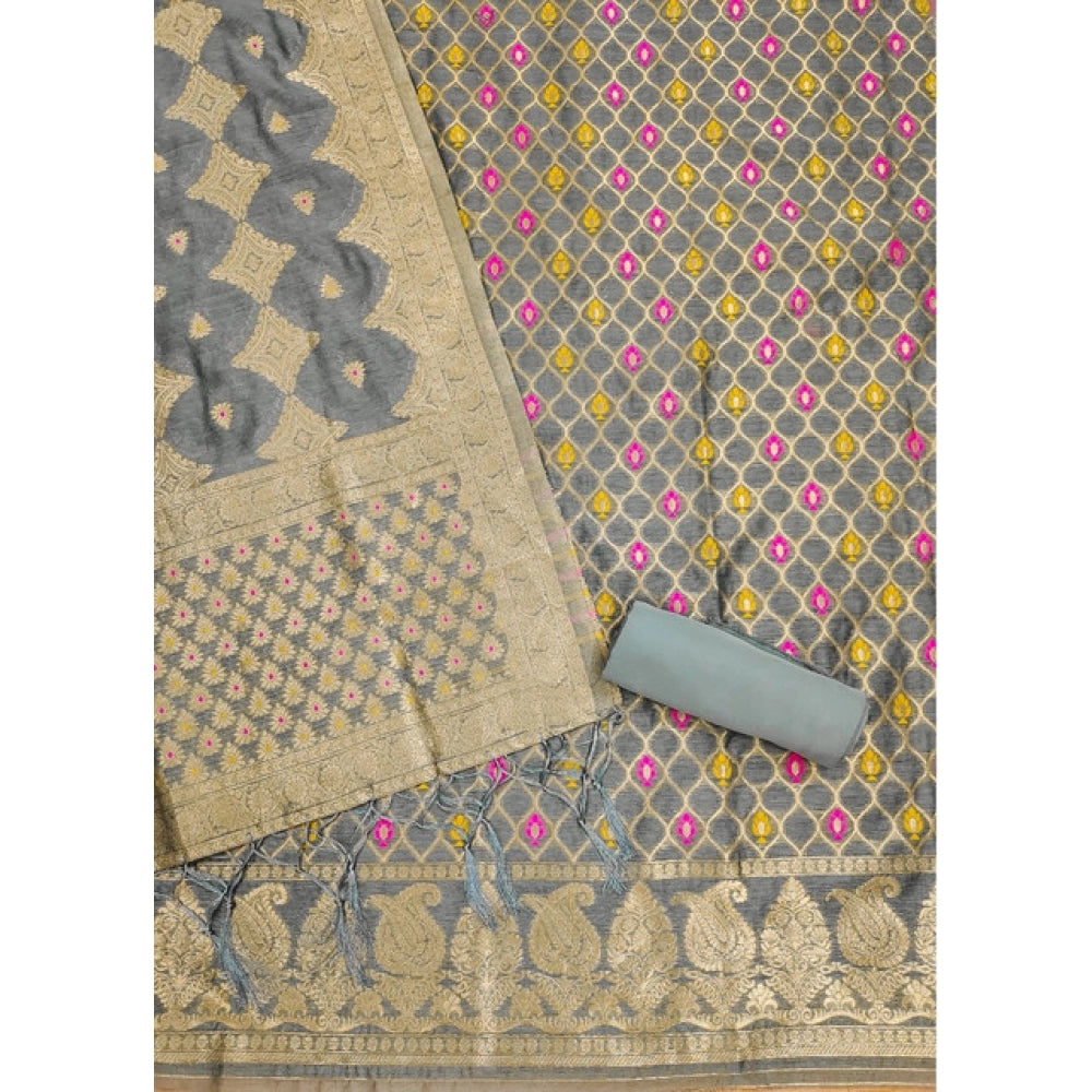 Trendy Women's Banarasi Silk Printed Unstitched Salwar Suit Dress Material With Dupatta