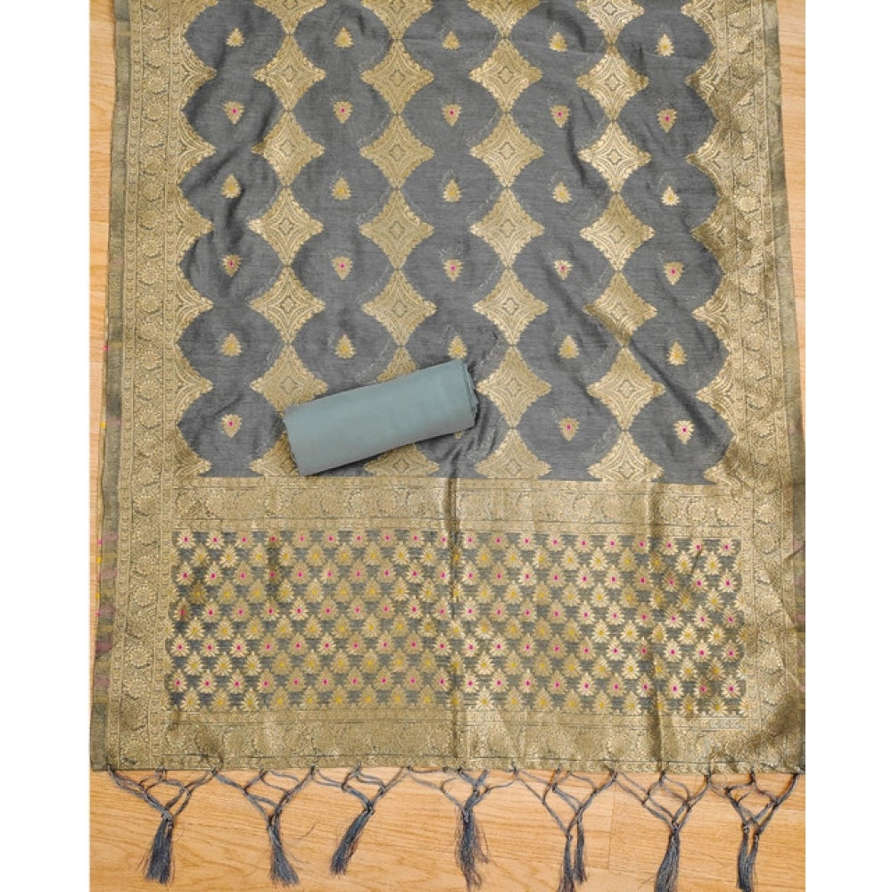 Trendy Women's Banarasi Silk Printed Unstitched Salwar Suit Dress Material With Dupatta