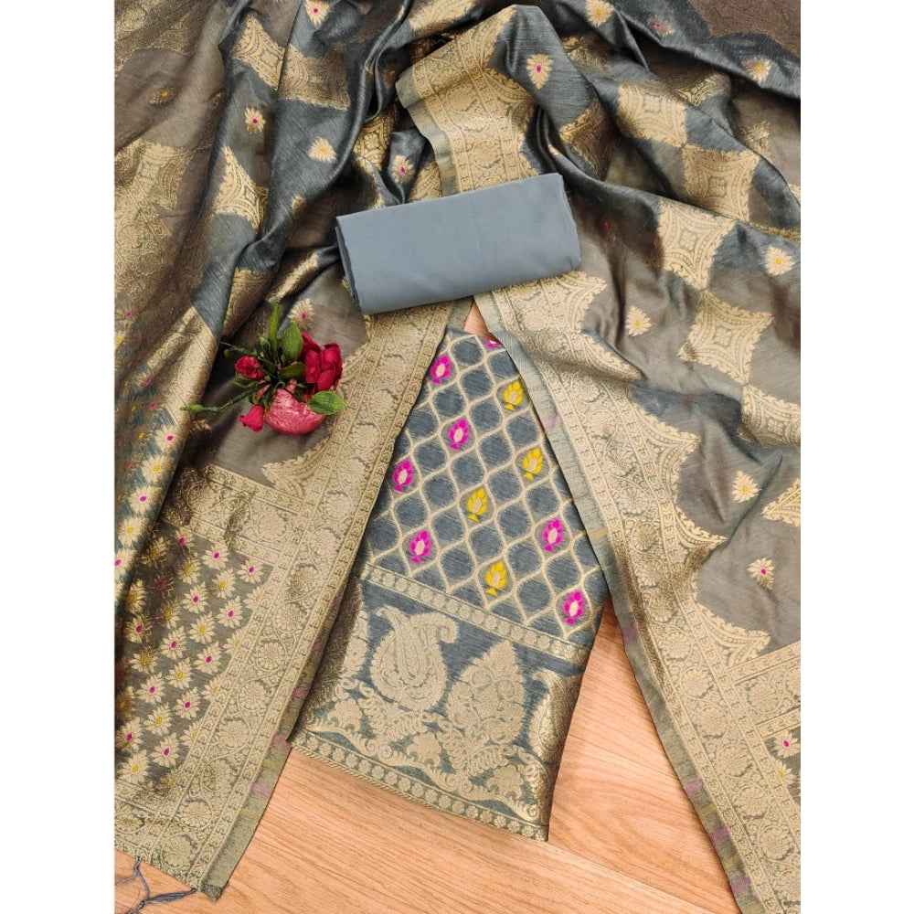 Trendy Women's Banarasi Silk Printed Unstitched Salwar Suit Dress Material With Dupatta