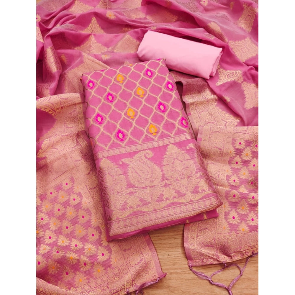 Trendy Women's Banarasi Silk Printed Unstitched Salwar Suit Dress Material With Dupatta