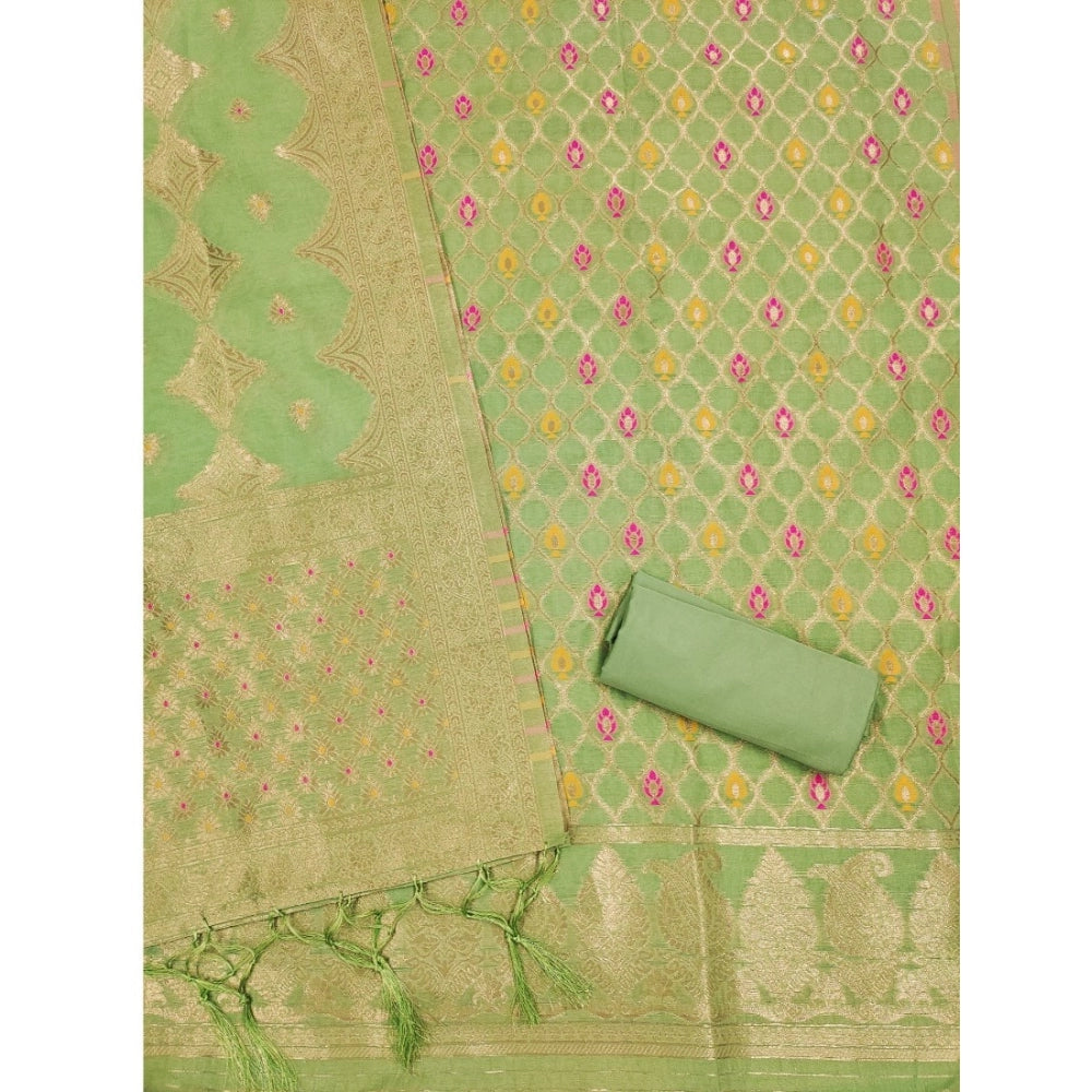 Trendy Women's Banarasi Silk Printed Unstitched Salwar Suit Dress Material With Dupatta