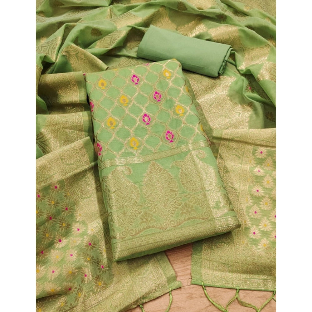 Trendy Women's Banarasi Silk Printed Unstitched Salwar Suit Dress Material With Dupatta