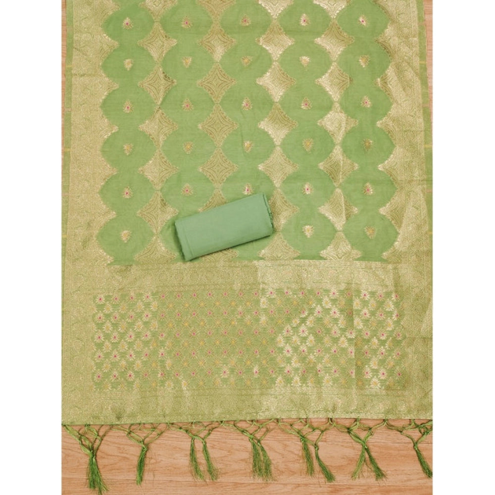 Trendy Women's Banarasi Silk Printed Unstitched Salwar Suit Dress Material With Dupatta