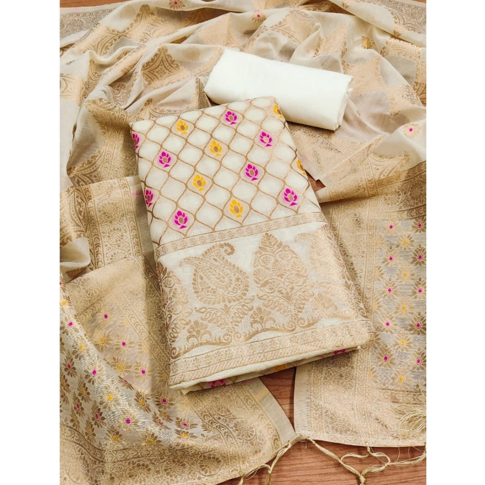 Trendy Women's Banarasi Silk Printed Unstitched Salwar Suit Dress Material With Dupatta