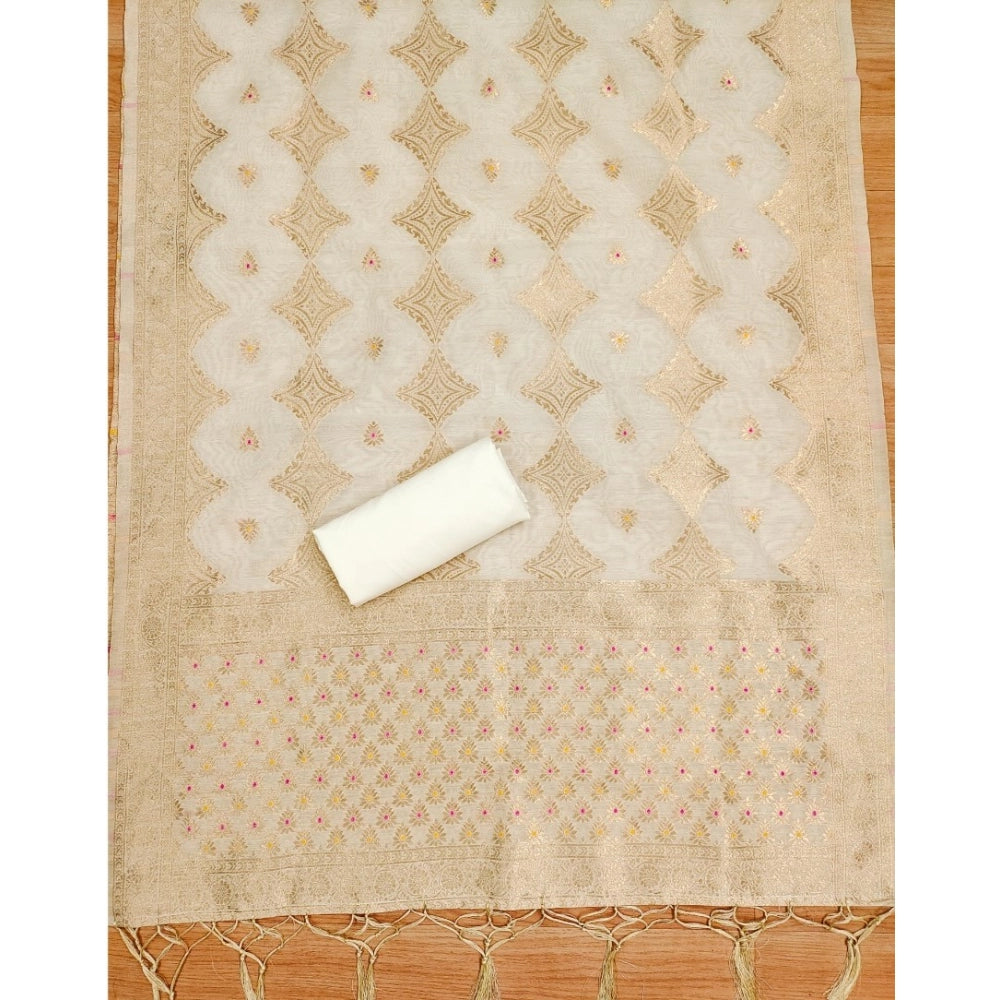 Trendy Women's Banarasi Silk Printed Unstitched Salwar Suit Dress Material With Dupatta