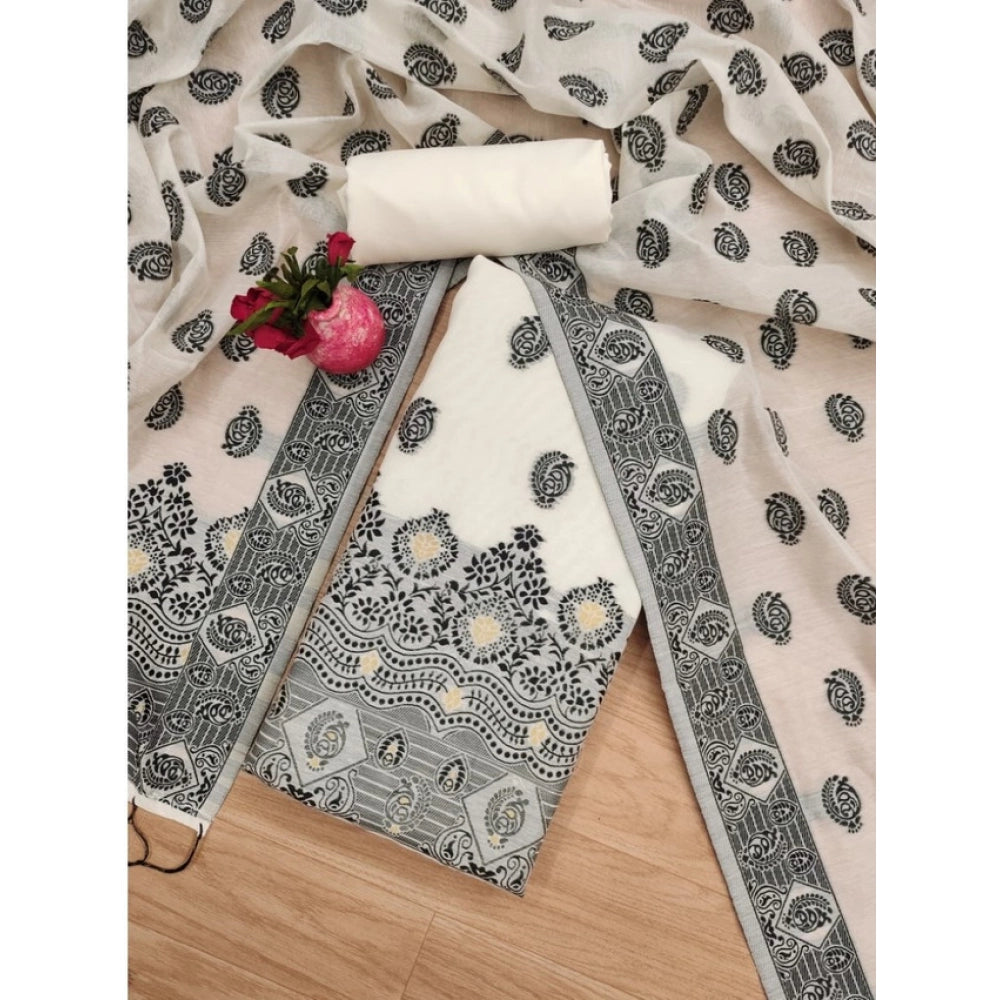 Trendy Women's Banarasi Silk Printed Unstitched Salwar Suit Dress Material With Dupatta