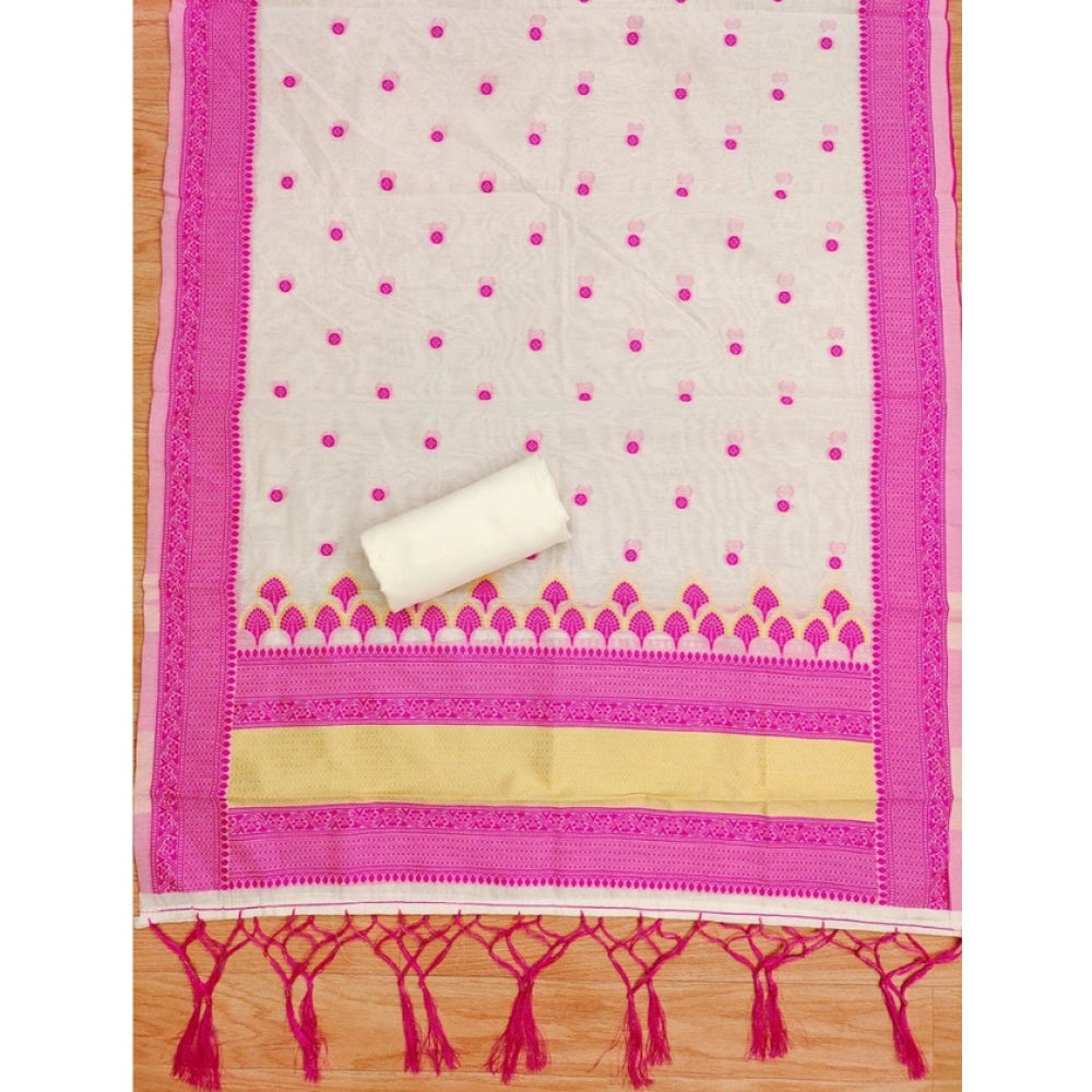 Trendy Women's Banarasi Silk Printed Unstitched Salwar Suit Dress Material With Dupatta