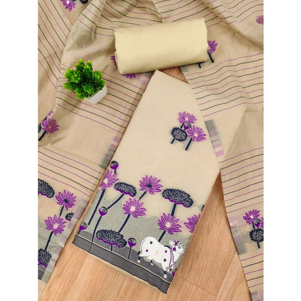 Graceful Women's Banarasi Silk Printed Unstitched Salwar Suit Dress Material With Dupatta