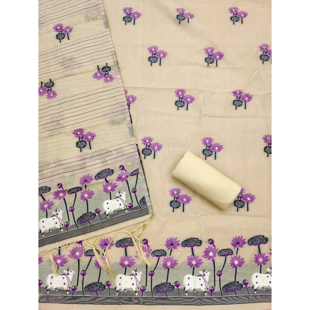 Graceful Women's Banarasi Silk Printed Unstitched Salwar Suit Dress Material With Dupatta