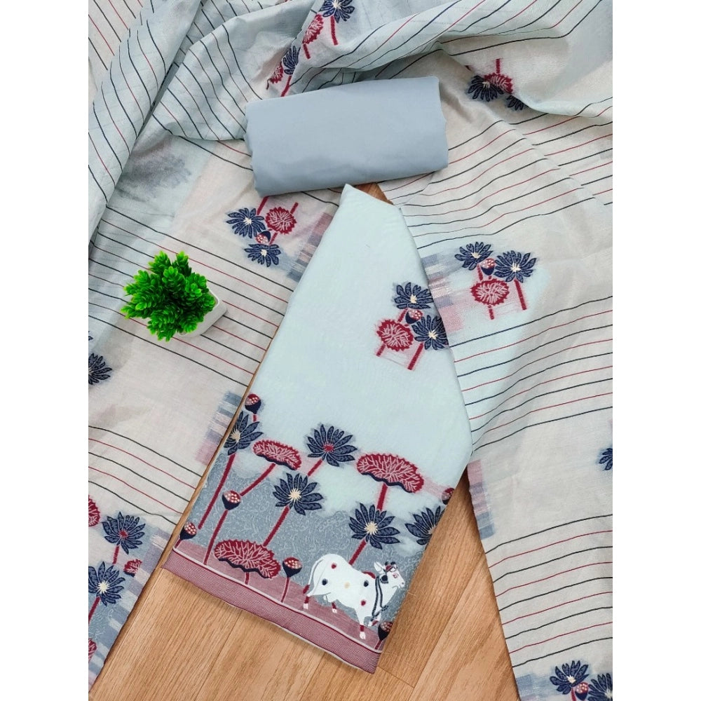 Graceful Women's Banarasi Silk Printed Unstitched Salwar Suit Dress Material With Dupatta