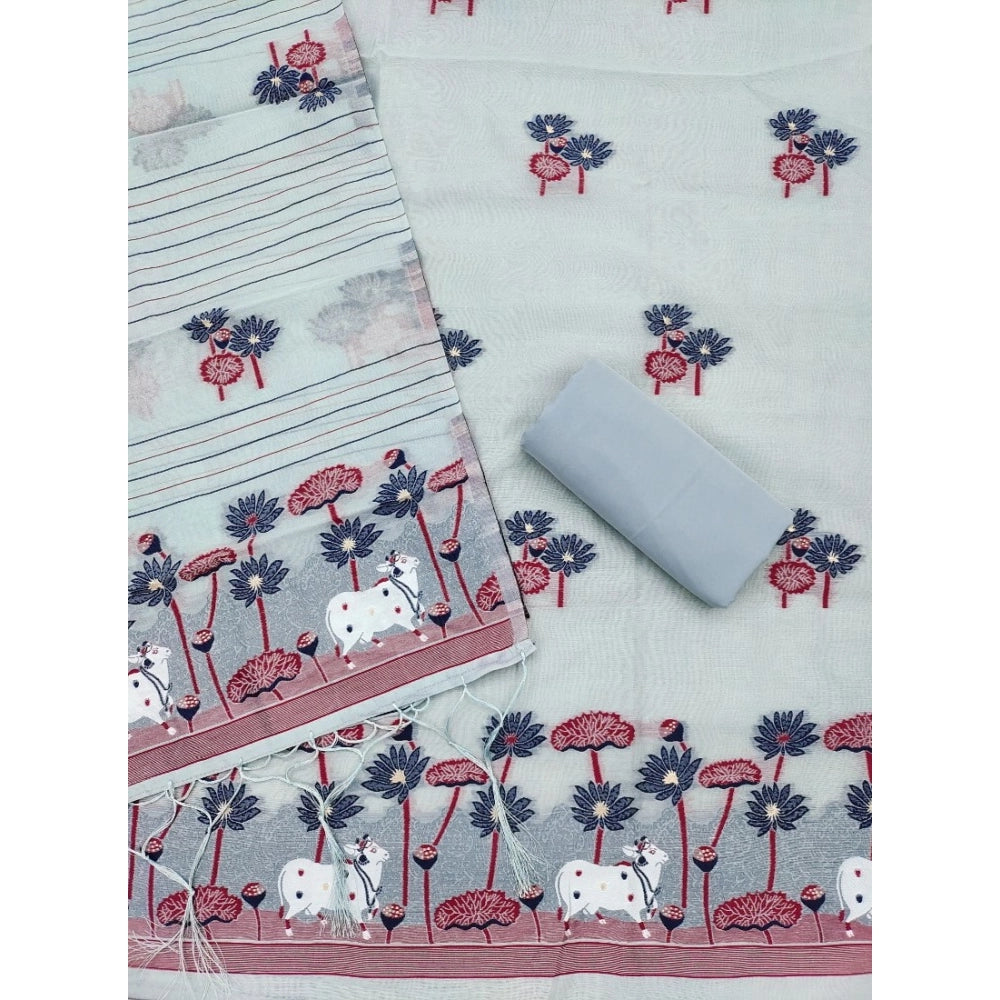 Graceful Women's Banarasi Silk Printed Unstitched Salwar Suit Dress Material With Dupatta