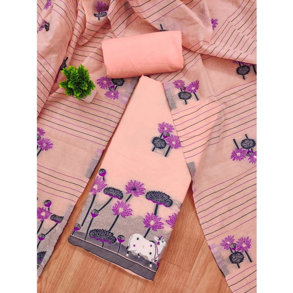 Graceful Women's Banarasi Silk Printed Unstitched Salwar Suit Dress Material With Dupatta