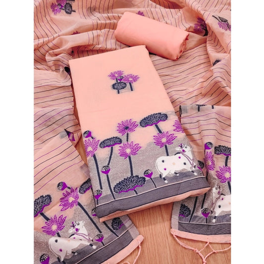 Graceful Women's Banarasi Silk Printed Unstitched Salwar Suit Dress Material With Dupatta