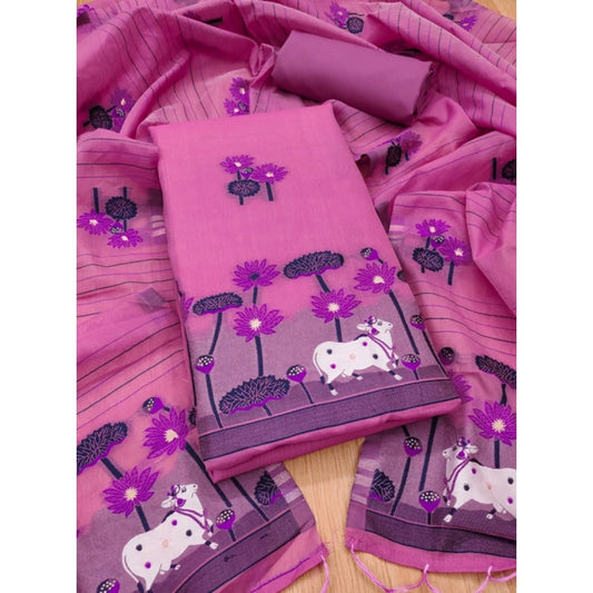 Graceful Women's Banarasi Silk Printed Unstitched Salwar Suit Dress Material With Dupatta