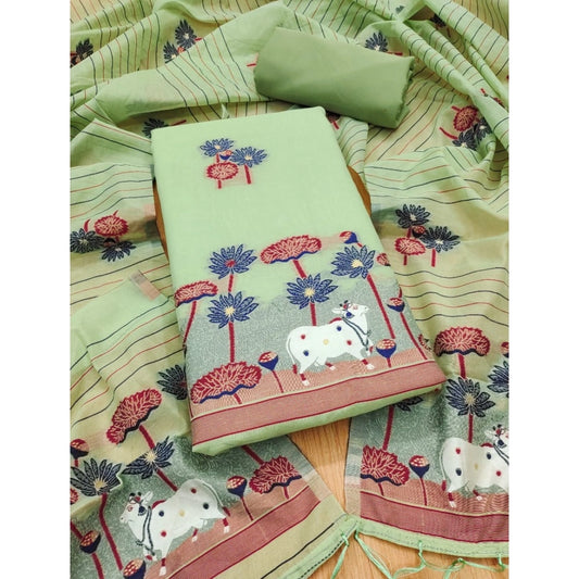 Graceful Women's Banarasi Silk Printed Unstitched Salwar Suit Dress Material With Dupatta