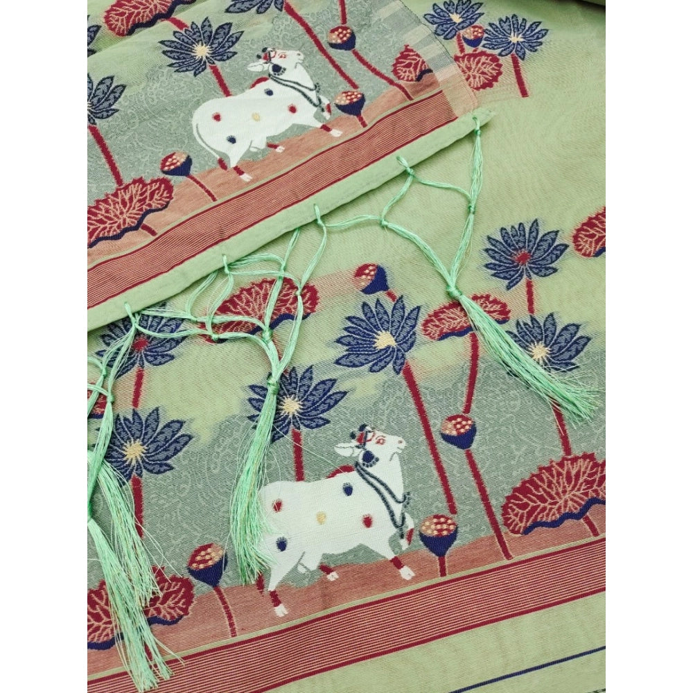 Graceful Women's Banarasi Silk Printed Unstitched Salwar Suit Dress Material With Dupatta