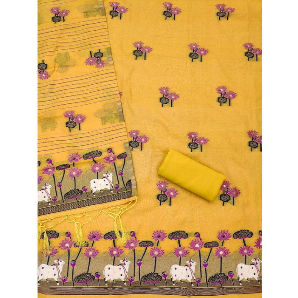 Graceful Women's Banarasi Silk Printed Unstitched Salwar Suit Dress Material With Dupatta