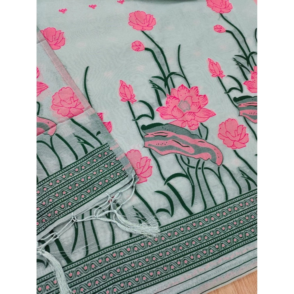 Graceful Women's Banarasi Silk Printed Unstitched Salwar Suit Dress Material With Dupatta