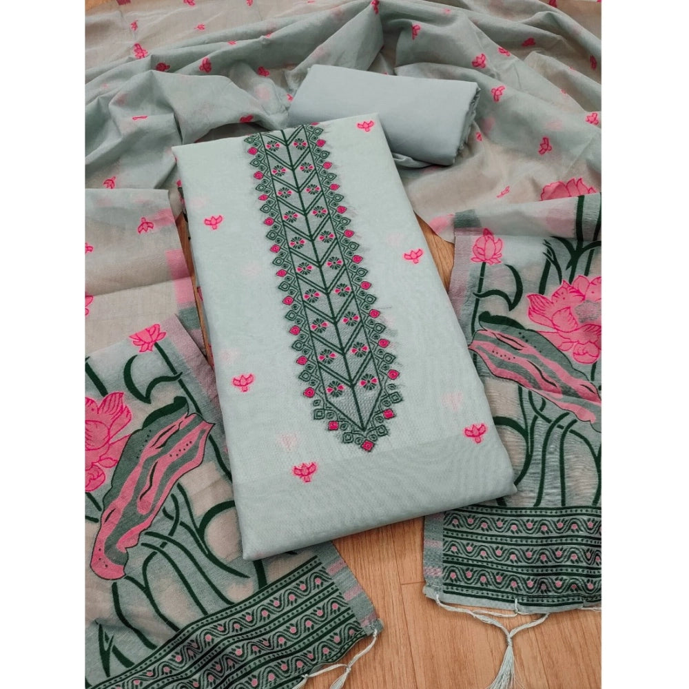 Graceful Women's Banarasi Silk Printed Unstitched Salwar Suit Dress Material With Dupatta