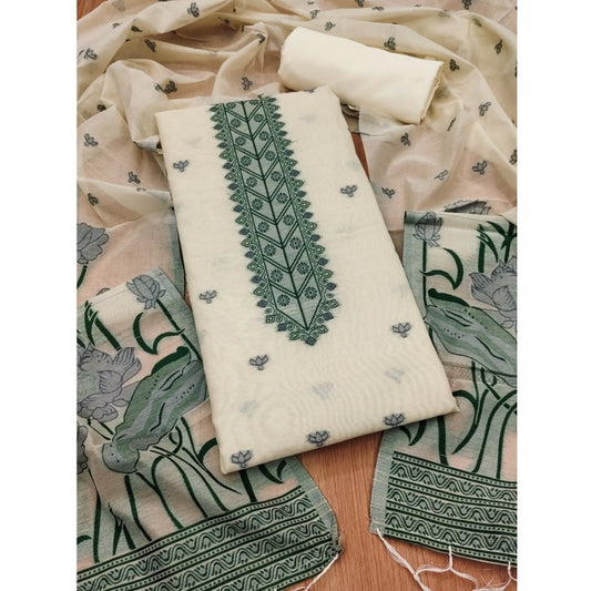 Graceful Women's Banarasi Silk Printed Unstitched Salwar Suit Dress Material With Dupatta