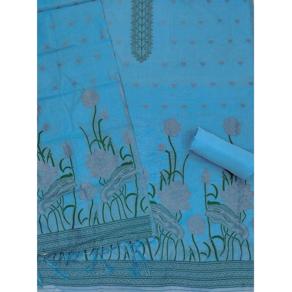 Graceful Women's Banarasi Silk Printed Unstitched Salwar Suit Dress Material With Dupatta