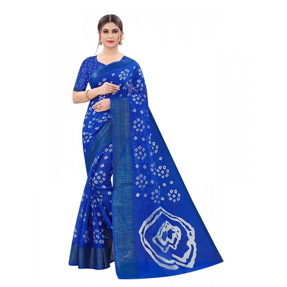 Admirable Women's Cotton Silk Bandhani Saree With Blouse Piece
