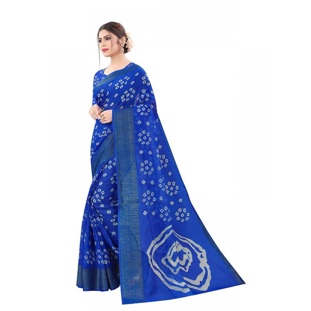 Admirable Women's Cotton Silk Bandhani Saree With Blouse Piece