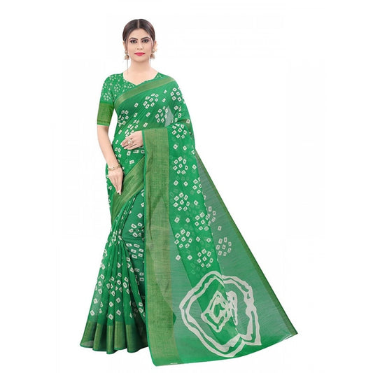 Admirable Women's Cotton Silk Bandhani Saree With Blouse Piece