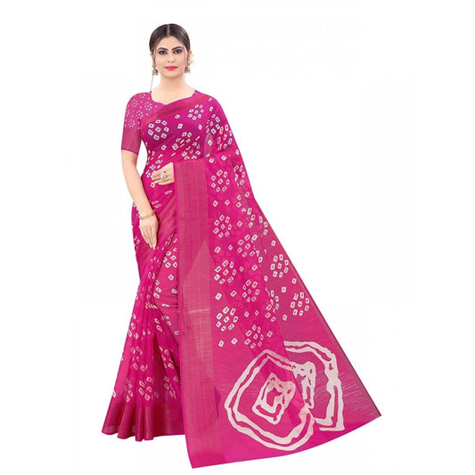 Admirable Women's Cotton Silk Bandhani Saree With Blouse Piece