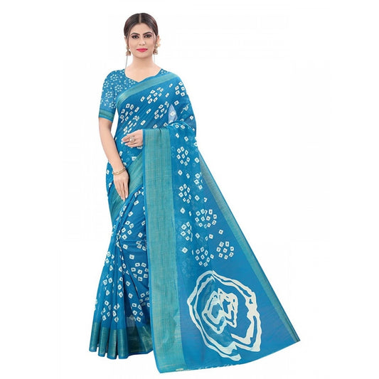 Admirable Women's Cotton Silk Bandhani Saree With Blouse Piece