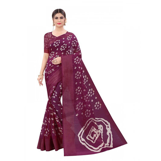 Admirable Women's Cotton Silk Bandhani Saree With Blouse Piece
