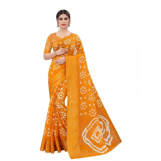 Admirable Women's Cotton Silk Bandhani Saree With Blouse Piece