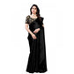 Elite Women's Satin Printed Saree With Blouse Piece