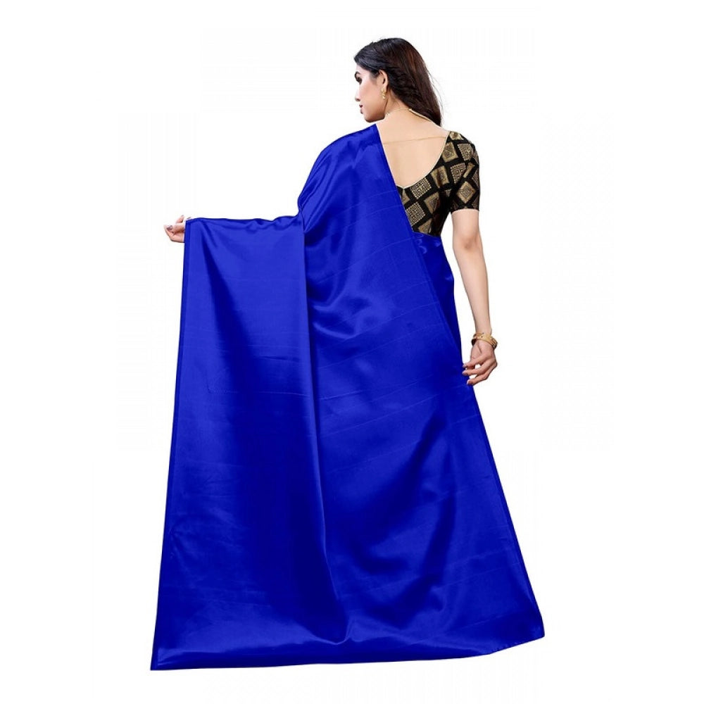 Elite Women's Satin Printed Saree With Blouse Piece