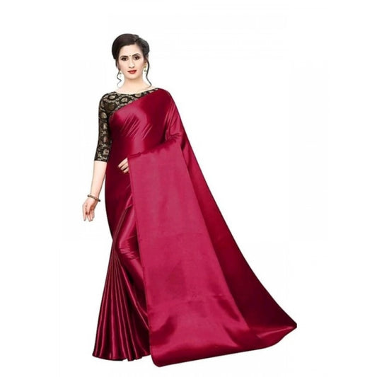 Royal Women's Satin Solid Saree With Blouse Piece