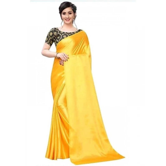 Royal Women's Satin Solid Saree With Blouse Piece