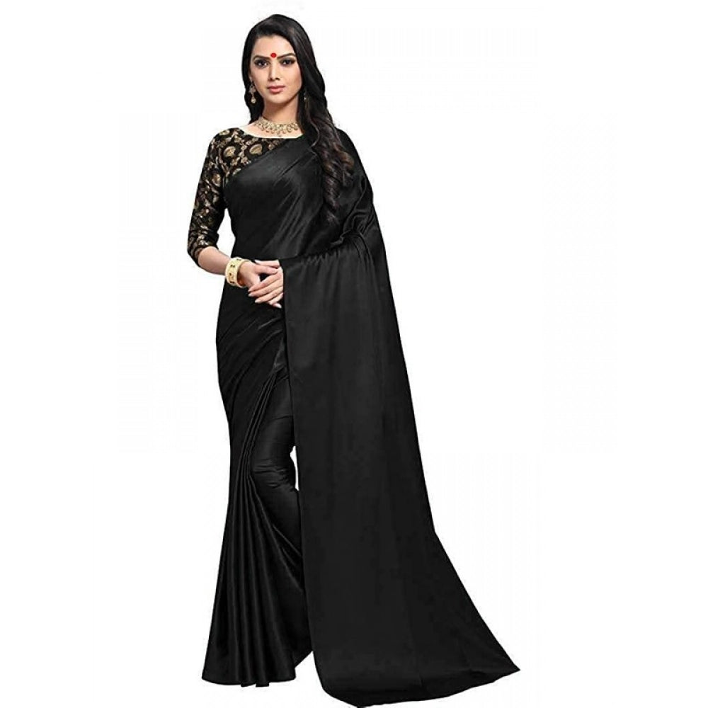 Royal Women's Satin Solid Saree With Blouse Piece