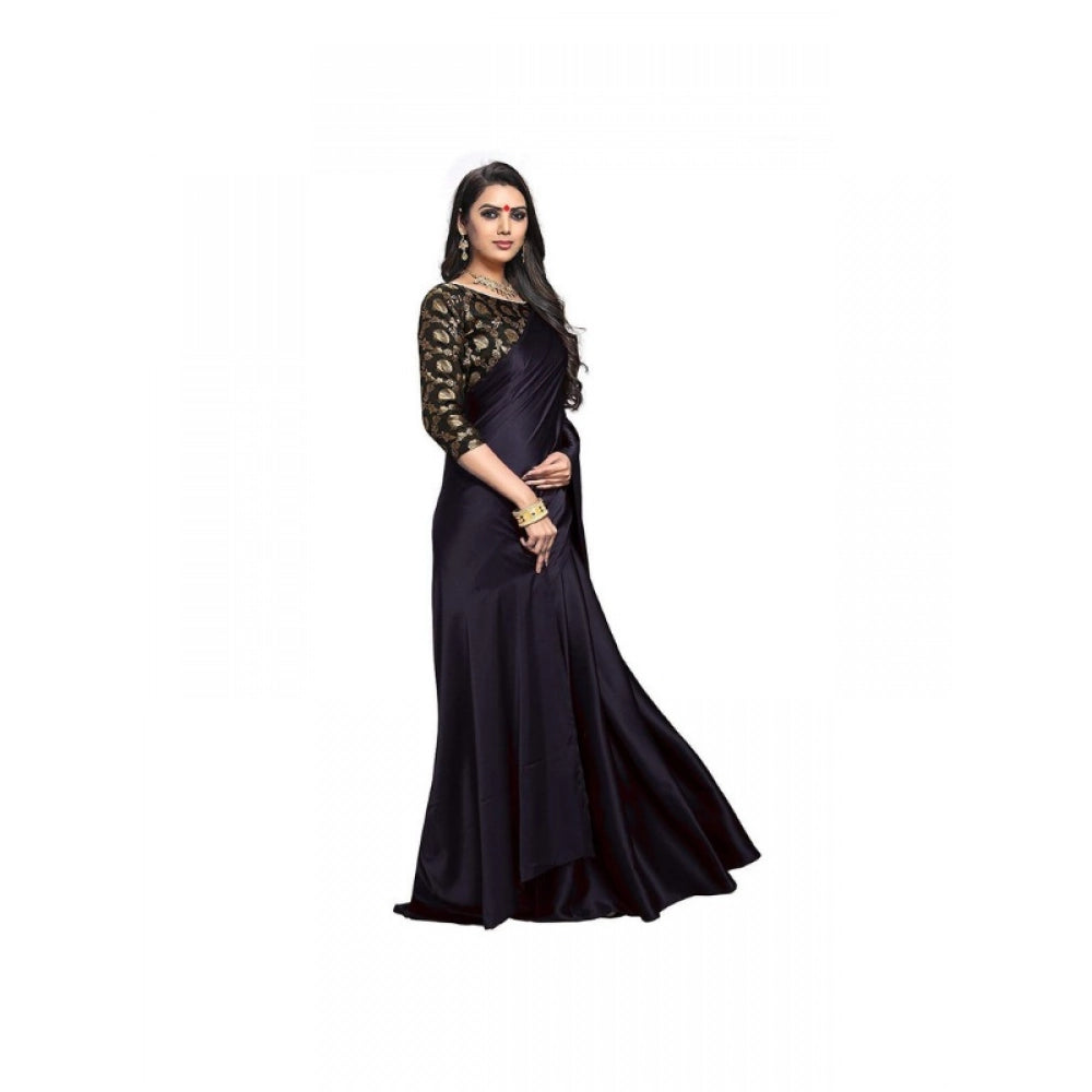 Royal Women's Satin Solid Saree With Blouse Piece