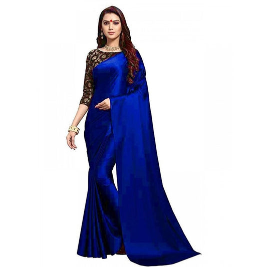 Royal Women's Satin Solid Saree With Blouse Piece