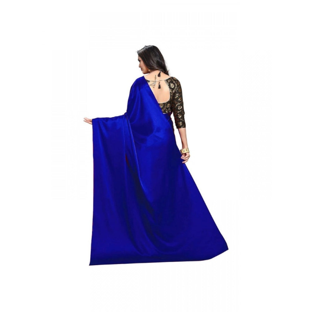 Royal Women's Satin Solid Saree With Blouse Piece