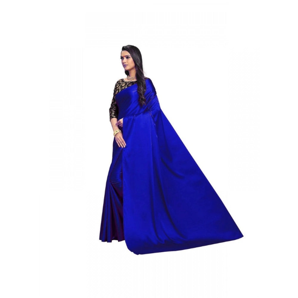 Royal Women's Satin Solid Saree With Blouse Piece