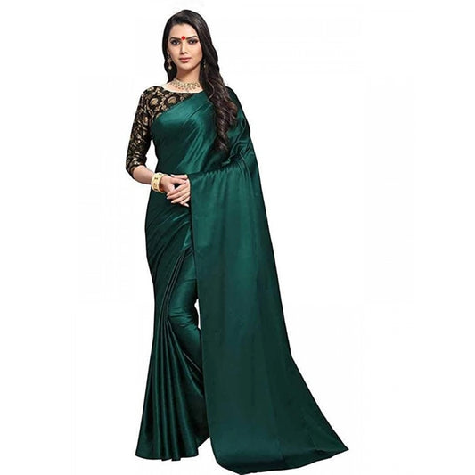 Royal Women's Satin Solid Saree With Blouse Piece