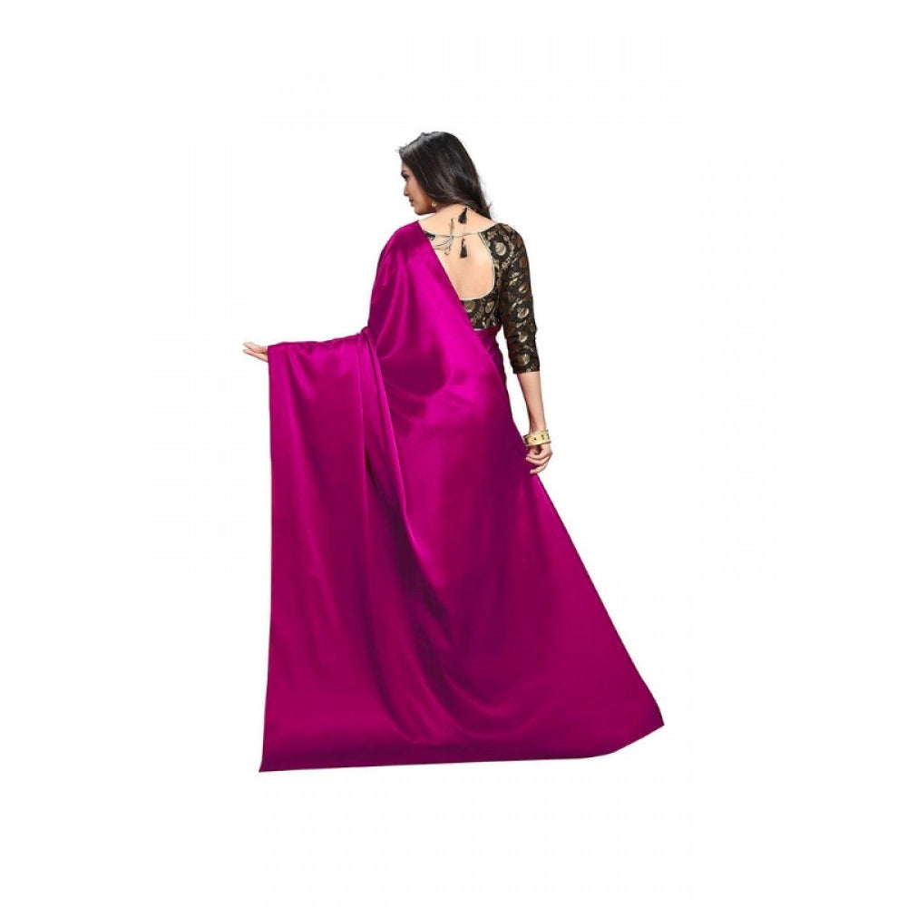 Royal Women's Satin Solid Saree With Blouse Piece