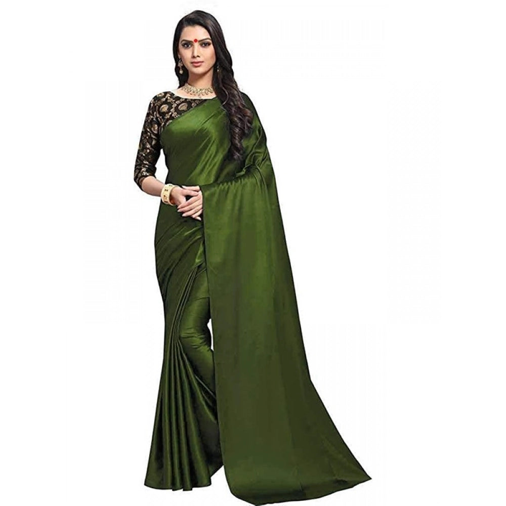 Royal Women's Satin Solid Saree With Blouse Piece