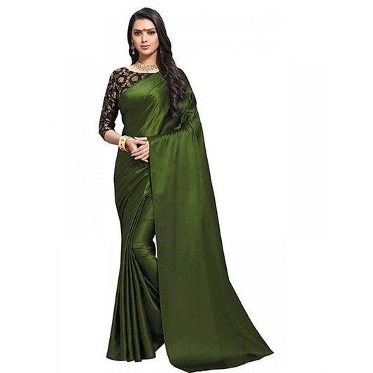 Royal Women's Satin Solid Saree With Blouse Piece